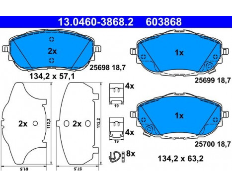 Kit de plaquettes de frein, frein à disque 13.0460-3868.2 ATE, Image 2