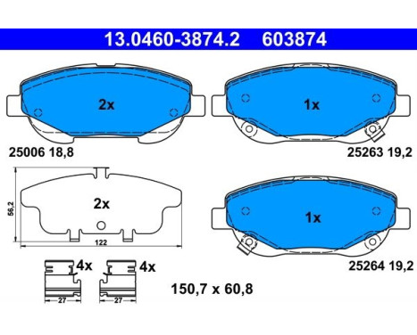 Kit de plaquettes de frein, frein à disque 13.0460-3874.2 ATE, Image 2