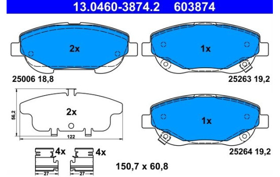 Kit de plaquettes de frein, frein à disque 13.0460-3874.2 ATE, Image 2