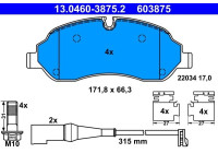Kit de plaquettes de frein, frein à disque 13.0460-3875.2 ATE