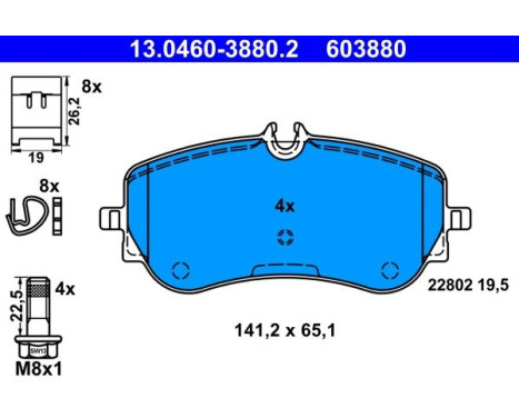 Kit de plaquettes de frein, frein à disque 13.0460-3880.2 ATE