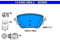 Kit de plaquettes de frein, frein à disque 13.0460-3884.2 ATE