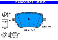 Kit de plaquettes de frein, frein à disque 13.0460-3885.2 ATE