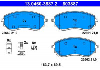 Kit de plaquettes de frein, frein à disque 13.0460-3887.2 ATE