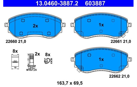 Kit de plaquettes de frein, frein à disque 13.0460-3887.2 ATE