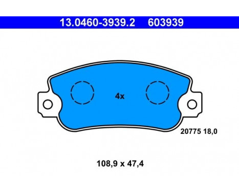 Kit de plaquettes de frein, frein à disque 13.0460-3939.2 ATE, Image 2