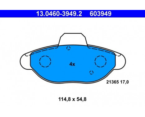 Kit de plaquettes de frein, frein à disque 13.0460-3949.2 ATE, Image 2