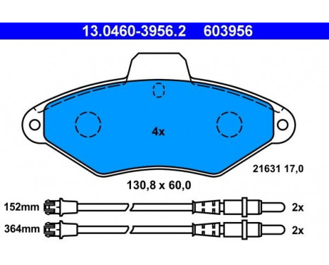 Kit de plaquettes de frein, frein à disque 13.0460-3956.2 ATE, Image 2