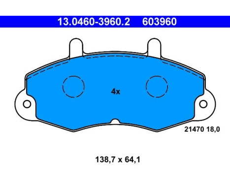 Kit de plaquettes de frein, frein à disque 13.0460-3960.2 ATE