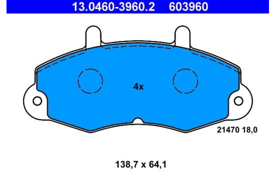 Kit de plaquettes de frein, frein à disque 13.0460-3960.2 ATE