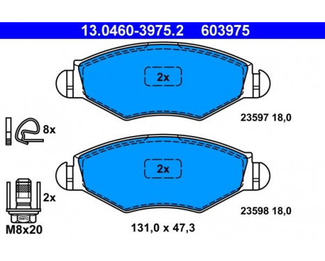 Kit de plaquettes de frein, frein à disque 13.0460-3975.2 ATE, Image 2