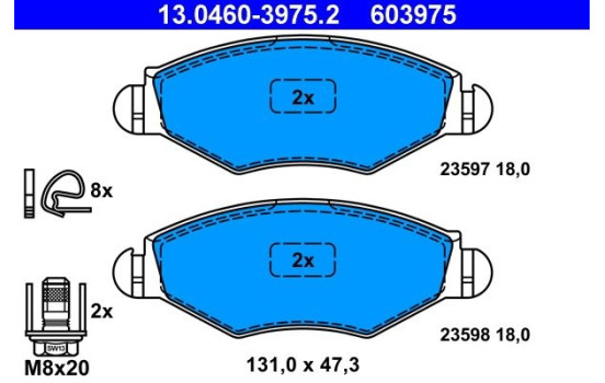 Kit de plaquettes de frein, frein à disque 13.0460-3975.2 ATE, Image 2