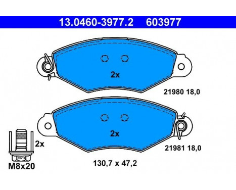 Kit de plaquettes de frein, frein à disque 13.0460-3977.2 ATE, Image 2
