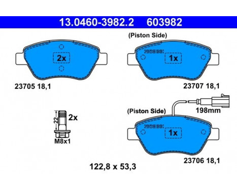 Kit de plaquettes de frein, frein à disque 13.0460-3982.2 ATE, Image 2