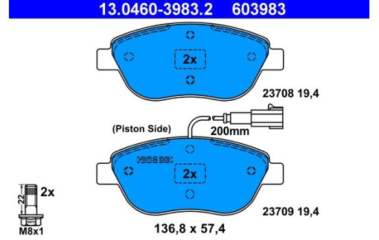 Kit de plaquettes de frein, frein à disque 13.0460-3983.2 ATE, Image 2