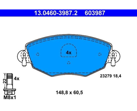 Kit de plaquettes de frein, frein à disque 13.0460-3987.2 ATE, Image 2