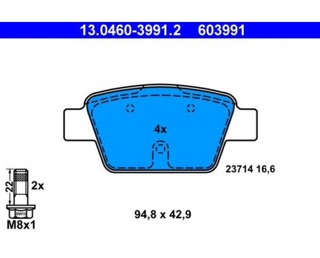 Kit de plaquettes de frein, frein à disque 13.0460-3991.2 ATE, Image 2