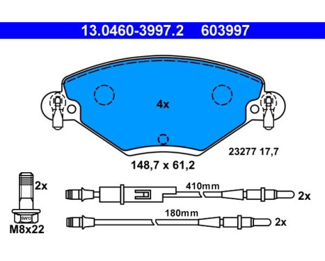 Kit de plaquettes de frein, frein à disque 13.0460-3997.2 ATE, Image 2