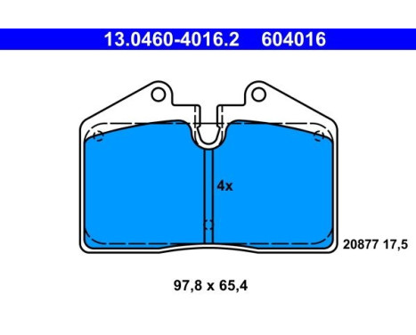 Kit de plaquettes de frein, frein à disque 13.0460-4016.2 ATE