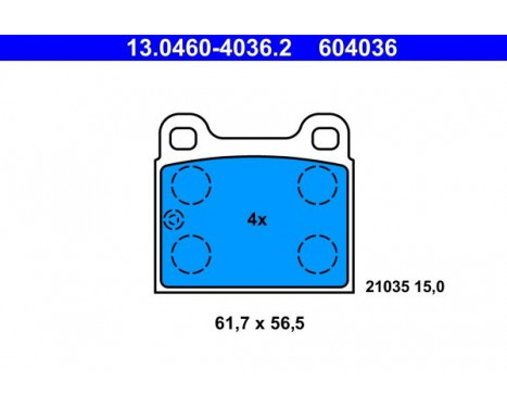 Kit de plaquettes de frein, frein à disque 13.0460-4036.2 ATE, Image 2