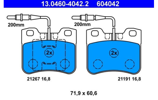 Kit de plaquettes de frein, frein à disque 13.0460-4042.2 ATE, Image 2