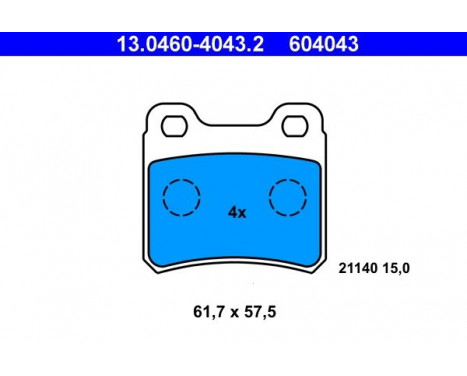 Kit de plaquettes de frein, frein à disque 13.0460-4043.2 ATE, Image 2