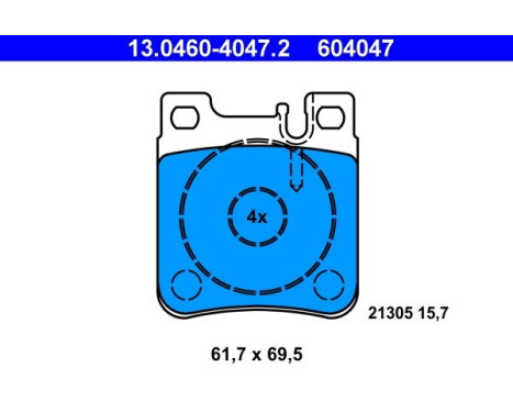 Kit de plaquettes de frein, frein à disque 13.0460-4047.2 ATE, Image 2