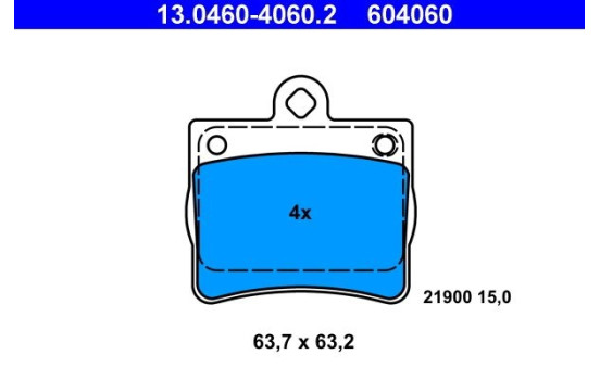 Kit de plaquettes de frein, frein à disque 13.0460-4060.2 ATE, Image 2