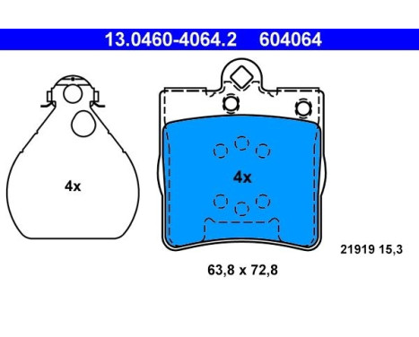 Kit de plaquettes de frein, frein à disque 13.0460-4064.2 ATE, Image 2
