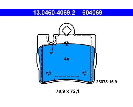 Kit de plaquettes de frein, frein à disque 13.0460-4069.2 ATE, Image 2