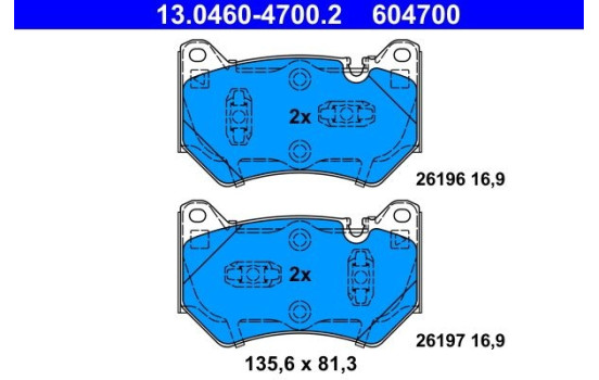 Kit de plaquettes de frein, frein à disque 13.0460-4700.2 ATE