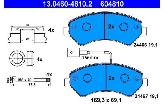 Kit de plaquettes de frein, frein à disque 13.0460-4810.2 ATE, Image 2