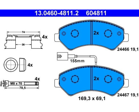 Kit de plaquettes de frein, frein à disque 13.0460-4811.2 ATE, Image 2