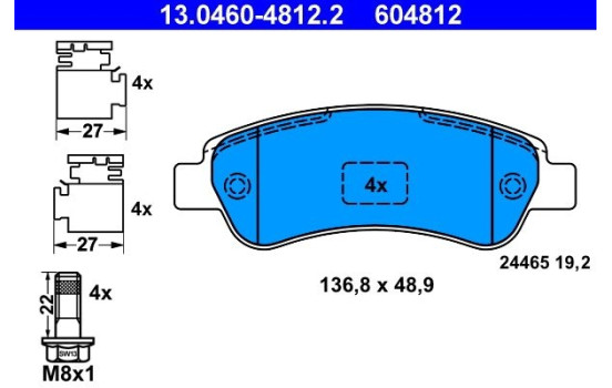 Kit de plaquettes de frein, frein à disque 13.0460-4812.2 ATE, Image 2