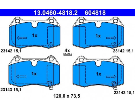 Kit de plaquettes de frein, frein à disque 13.0460-4818.2 ATE, Image 2