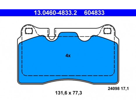 Kit de plaquettes de frein, frein à disque 13.0460-4833.2 ATE, Image 2