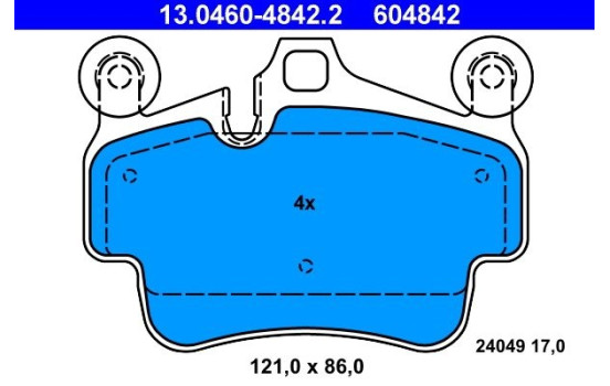 Kit de plaquettes de frein, frein à disque 13.0460-4842.2 ATE, Image 2