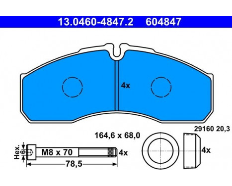 Kit de plaquettes de frein, frein à disque 13.0460-4847.2 ATE, Image 2