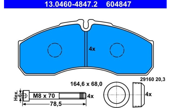 Kit de plaquettes de frein, frein à disque 13.0460-4847.2 ATE, Image 2