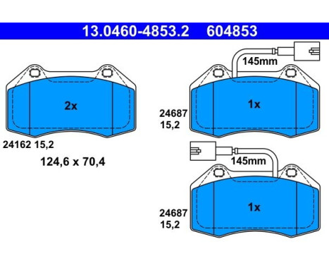 Kit de plaquettes de frein, frein à disque 13.0460-4853.2 ATE, Image 2