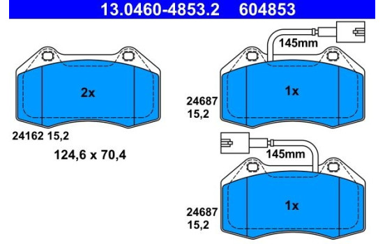 Kit de plaquettes de frein, frein à disque 13.0460-4853.2 ATE, Image 2