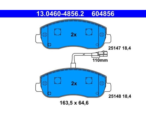 Kit de plaquettes de frein, frein à disque 13.0460-4856.2 ATE, Image 2