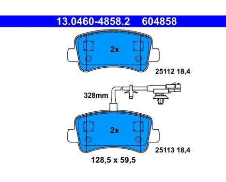 Kit de plaquettes de frein, frein à disque 13.0460-4858.2 ATE, Image 2