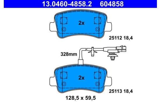 Kit de plaquettes de frein, frein à disque 13.0460-4858.2 ATE, Image 2