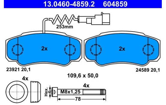Kit de plaquettes de frein, frein à disque 13.0460-4859.2 ATE, Image 2
