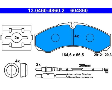Kit de plaquettes de frein, frein à disque 13.0460-4860.2 ATE