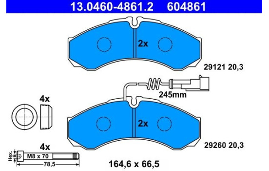Kit de plaquettes de frein, frein à disque 13.0460-4861.2 ATE