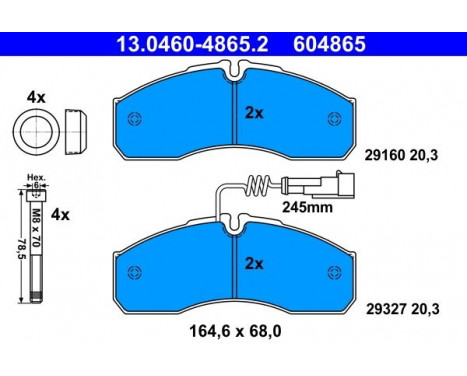 Kit de plaquettes de frein, frein à disque 13.0460-4865.2 ATE