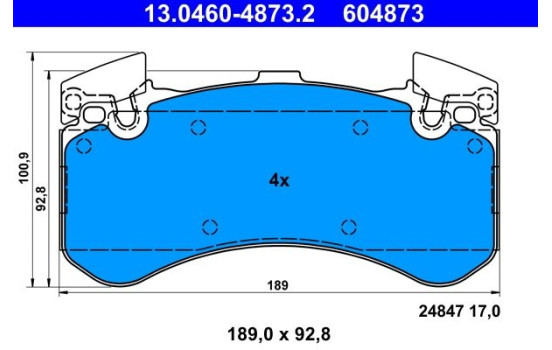 Kit de plaquettes de frein, frein à disque 13.0460-4873.2 ATE