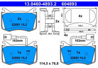 Kit de plaquettes de frein, frein à disque 13.0460-4893.2 ATE